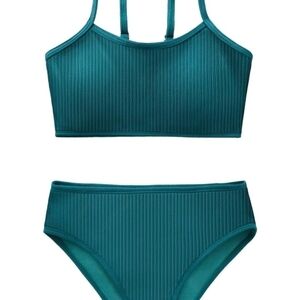 Kids Teal Bikini Set, Textured, Brand New, 9 - 10